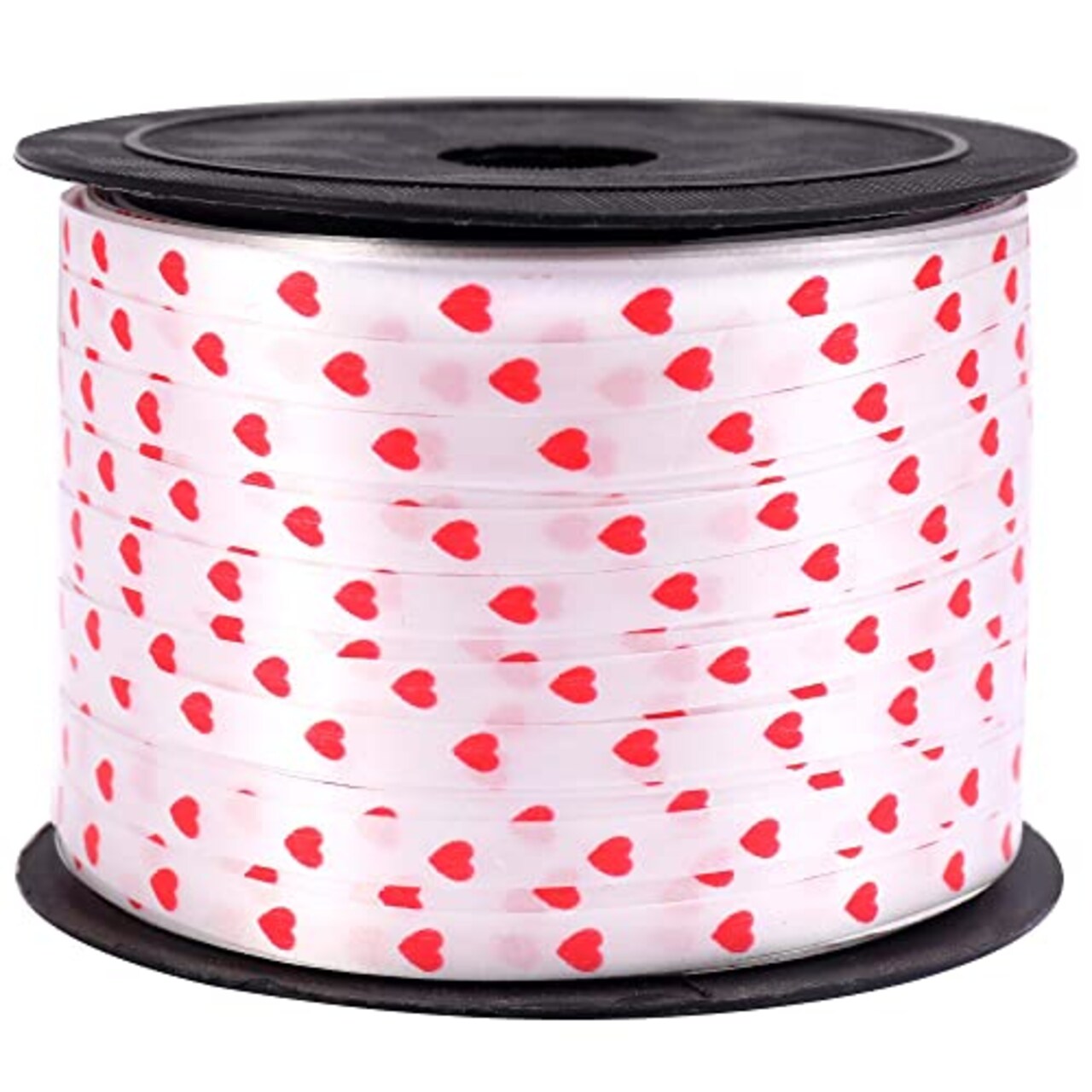 KatchOn, Love Red Ribbon for Valentines Day - 100 Yards | Red Heart Ribbon for Crafts, Red and White Ribbon with Hearts | Valentine Ribbon, Valentine Ribbons for Crafts | Red Heart Curling Ribbon